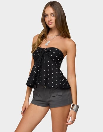 EDIKTED Izzey Polka Dot Strapless Babydoll Top Alternative Image