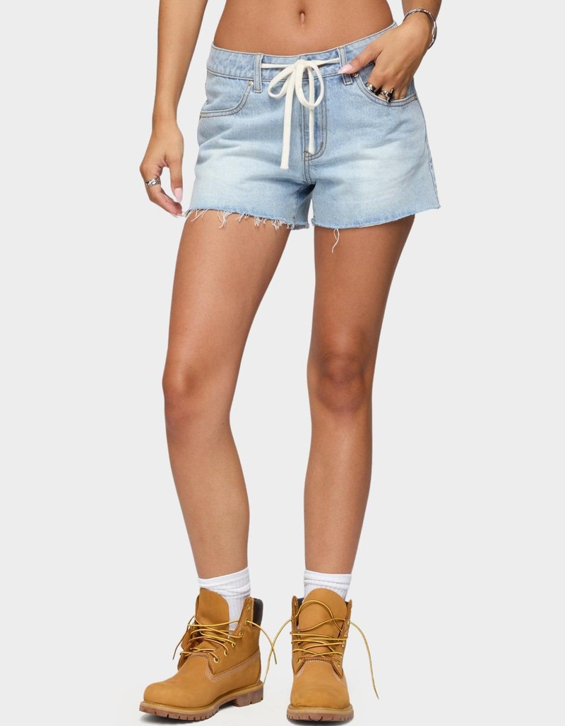 EDIKTED Milla Low Rise Denim Shorts image number 0