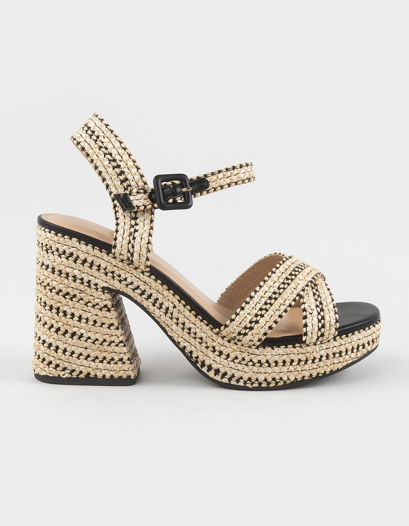 SODA Yara Raffia Womens Cross Strap Platform Heels image number 0