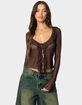 EDIKTED Sheer Mesh Ruffled Top image number 1