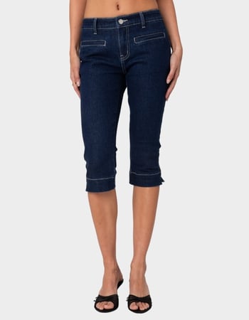 EDIKTED Contrast Stitch Capri Jeans Primary Image