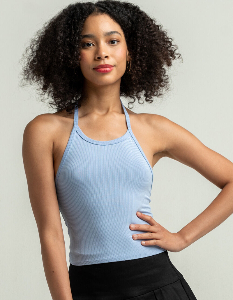 DESTINED Womens Blue Halter Top image number 0