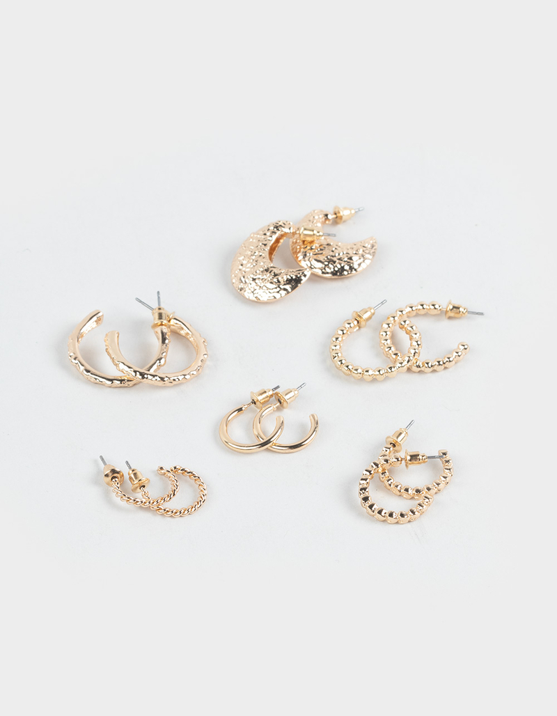 FULL TILT 6 Pack Boho/Textured Hoop Earrings image number 0