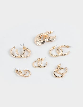 FULL TILT 6 Pack Boho/Textured Hoop Earrings Primary Image