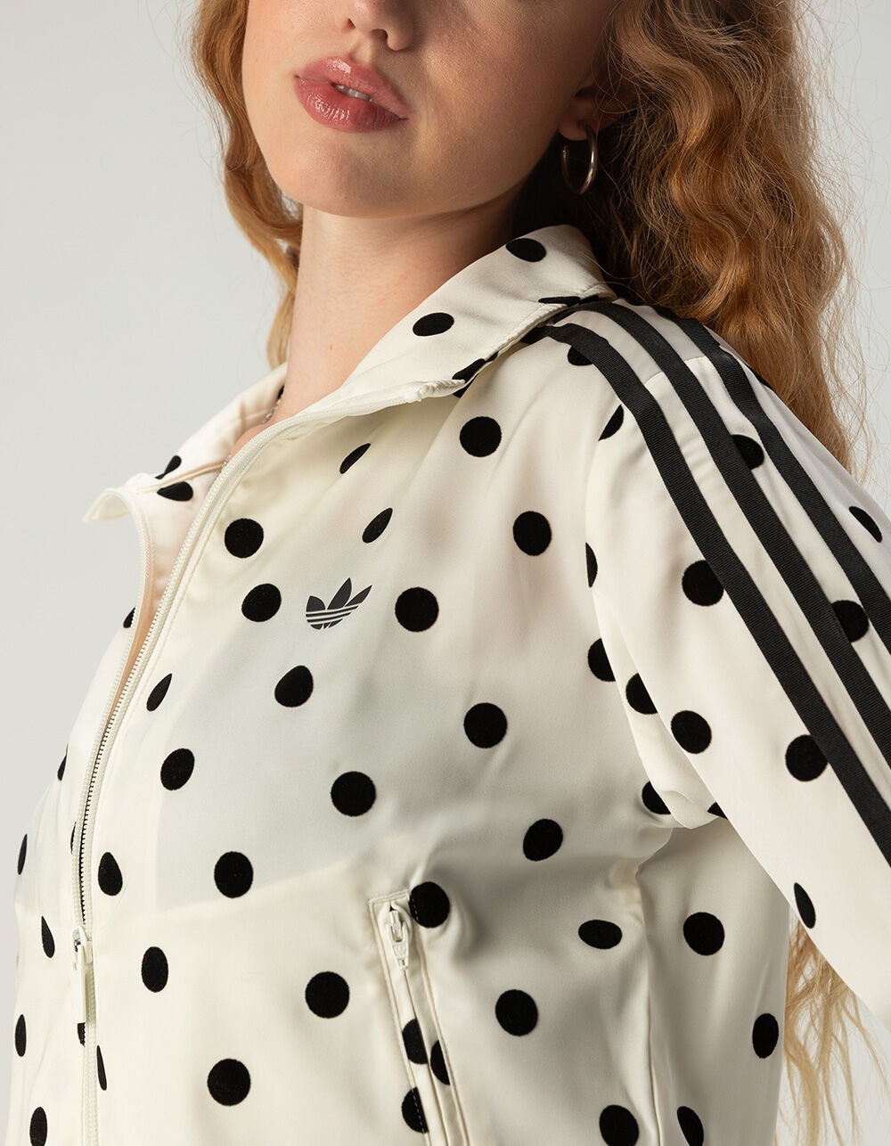 ADIDAS Originals Satin Polka Dot Womens Track Jacket - OFF WHITE