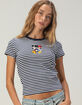 DISNEY Minnie And Mickey Womens Embroidered Stripe Baby Tee image number 1
