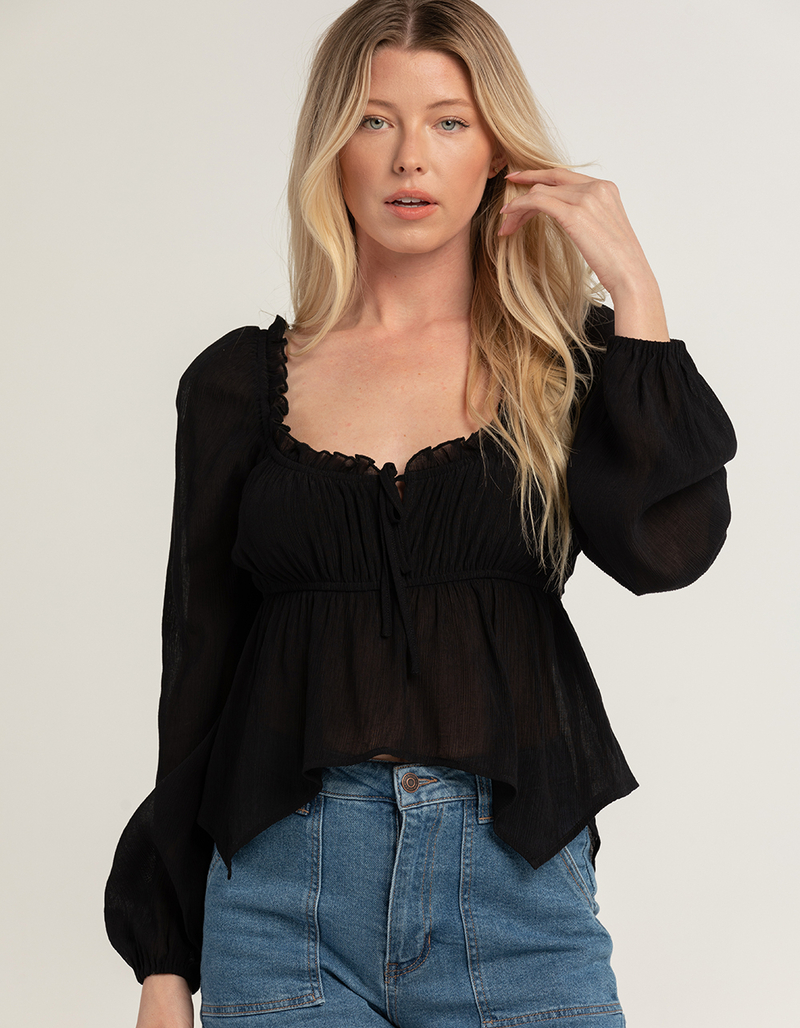 RSQ Womens Textured Hanky Top image number 1