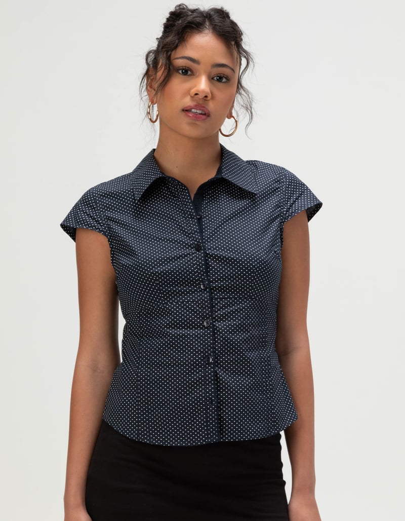 RSQ Womens Polka Dot Button Up Shirt image number 0