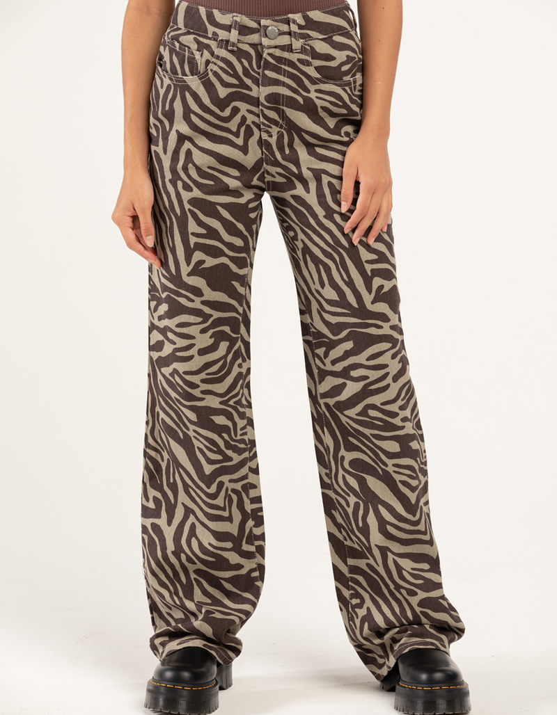 RSQ Womens High Rise Zebra Print Pants image number 1