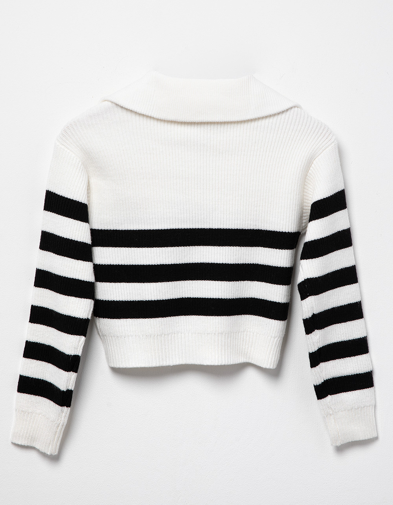 RSQ Girls Stripe Quarter Zip Sweater image number 2