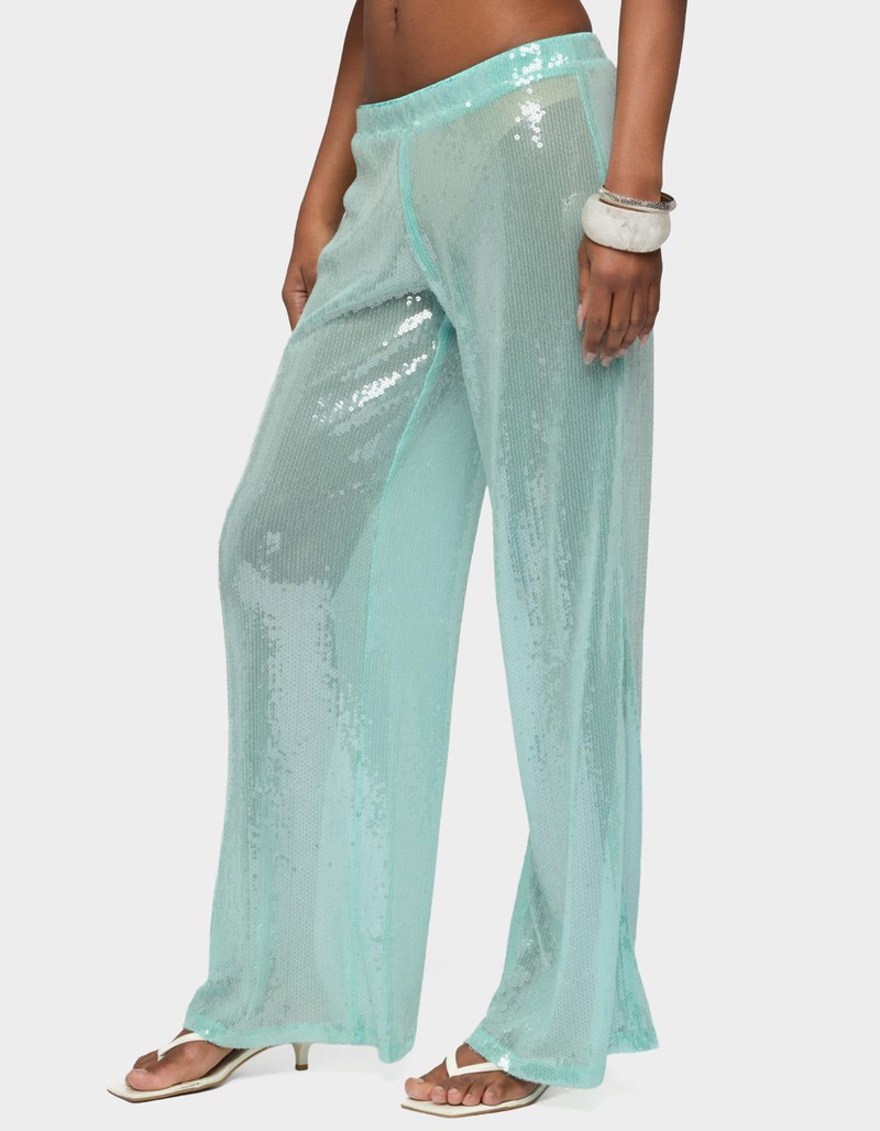 EDIKTED Avalee Sequin Wide Leg Pants image number 1