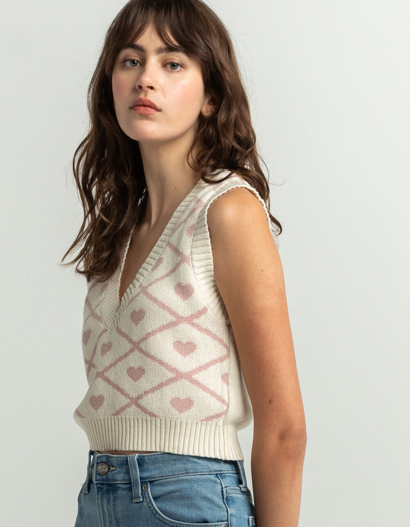 SAY WHAT Heart Womens Sweater Vest image number 1