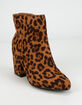 BAMBOO Block Heel Leopard Womens Booties image number 1