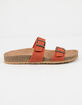 SODA Double Buckle Rust Womens Slide Sandals image number 2