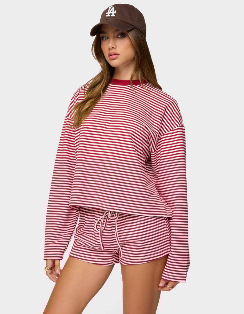 EDIKTED Jainee Striped Long Sleeve Tee image number 1