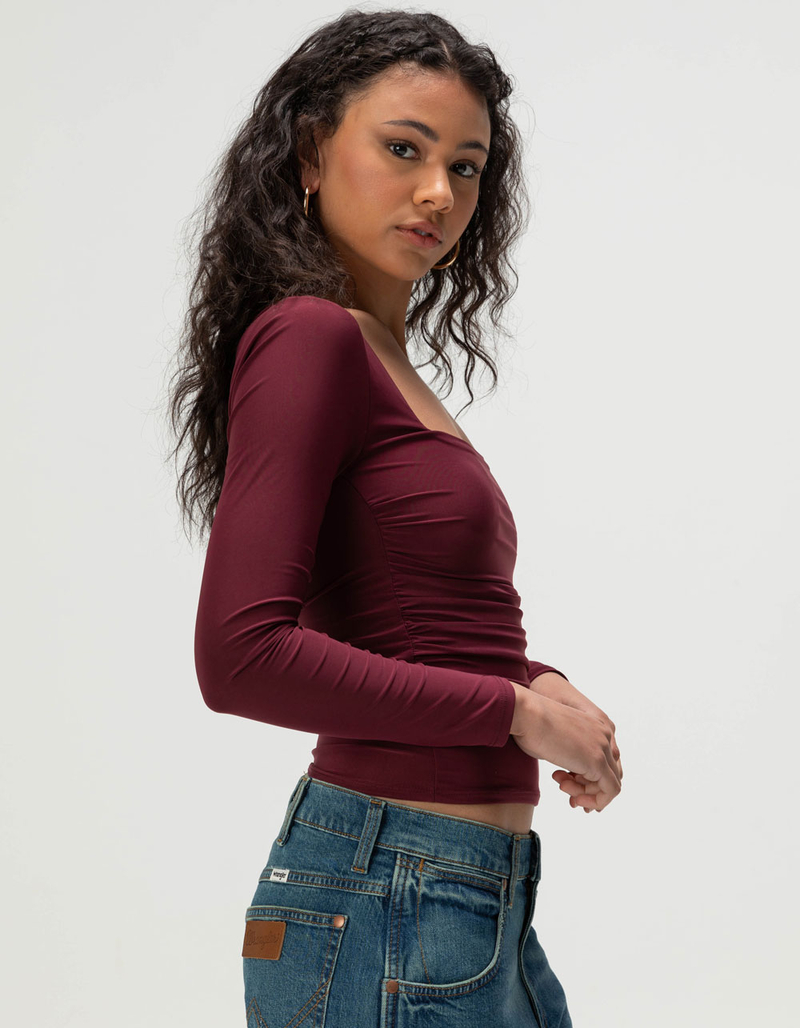 TILLYS Square Neck Cinch Womens Long Sleeve Top image number 2