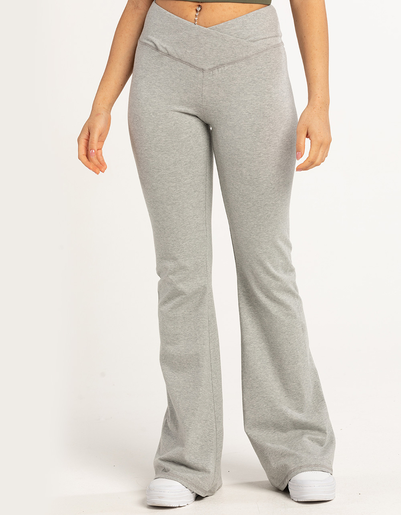 TILLYS Crossover Waist Womens Flare Leggings HEATHER GRAY Tillys