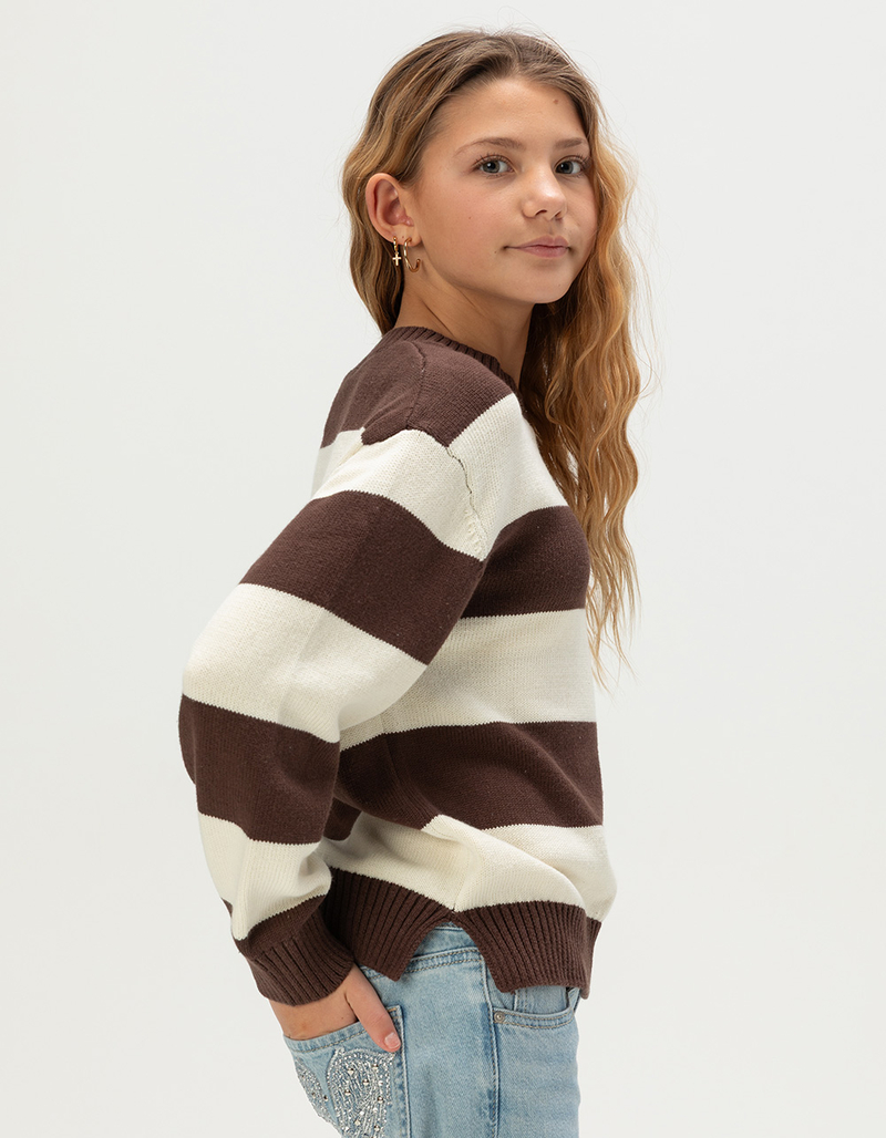 FULL TILT Girls Stripe Oversized Crewneck Sweater image number 2