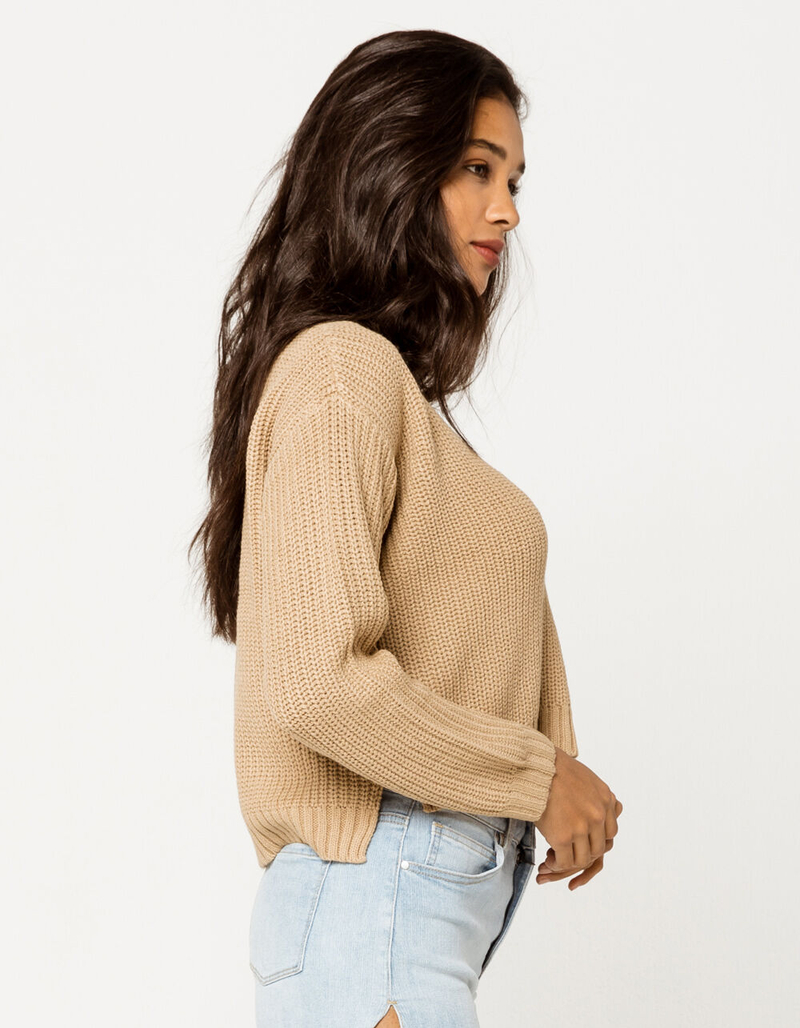 RETROD V-Neck Cream Womens Crop Sweater image number 1