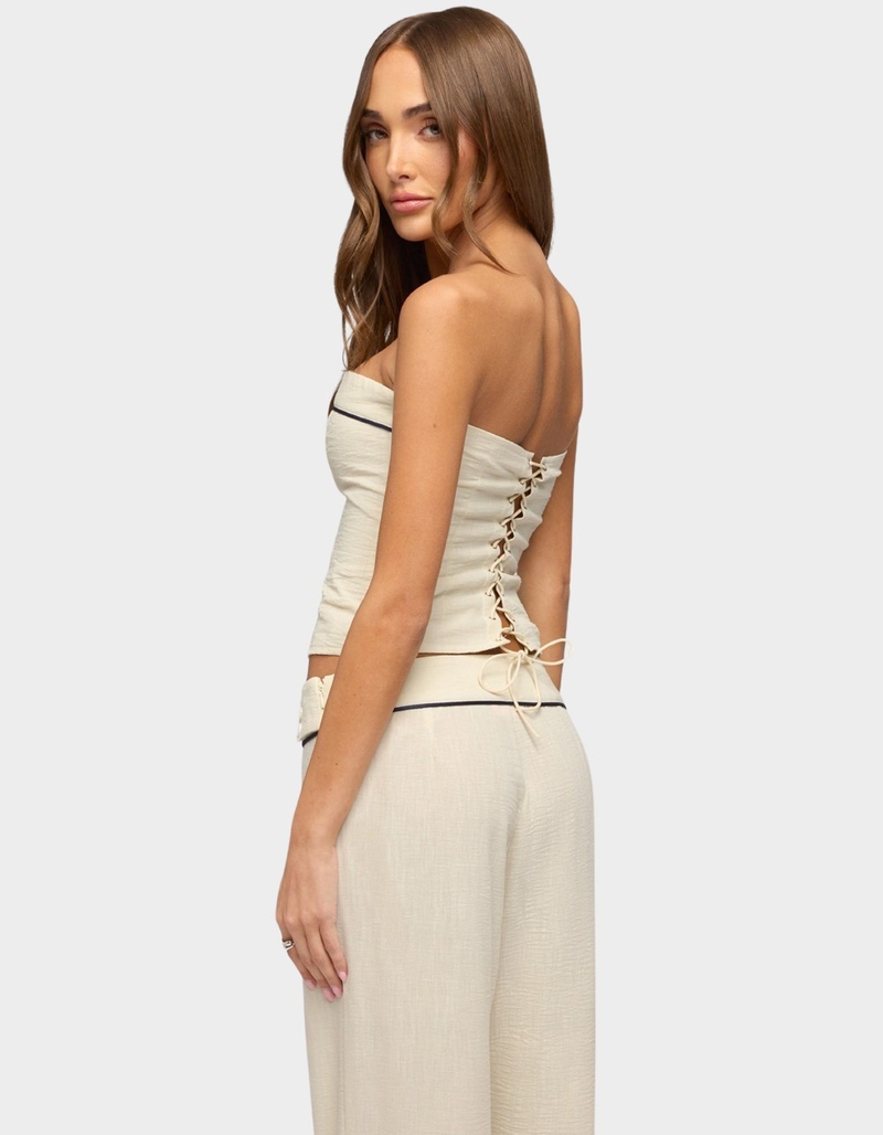 EDIKTED Dorine Contrast Woven Strapless Top image number 2