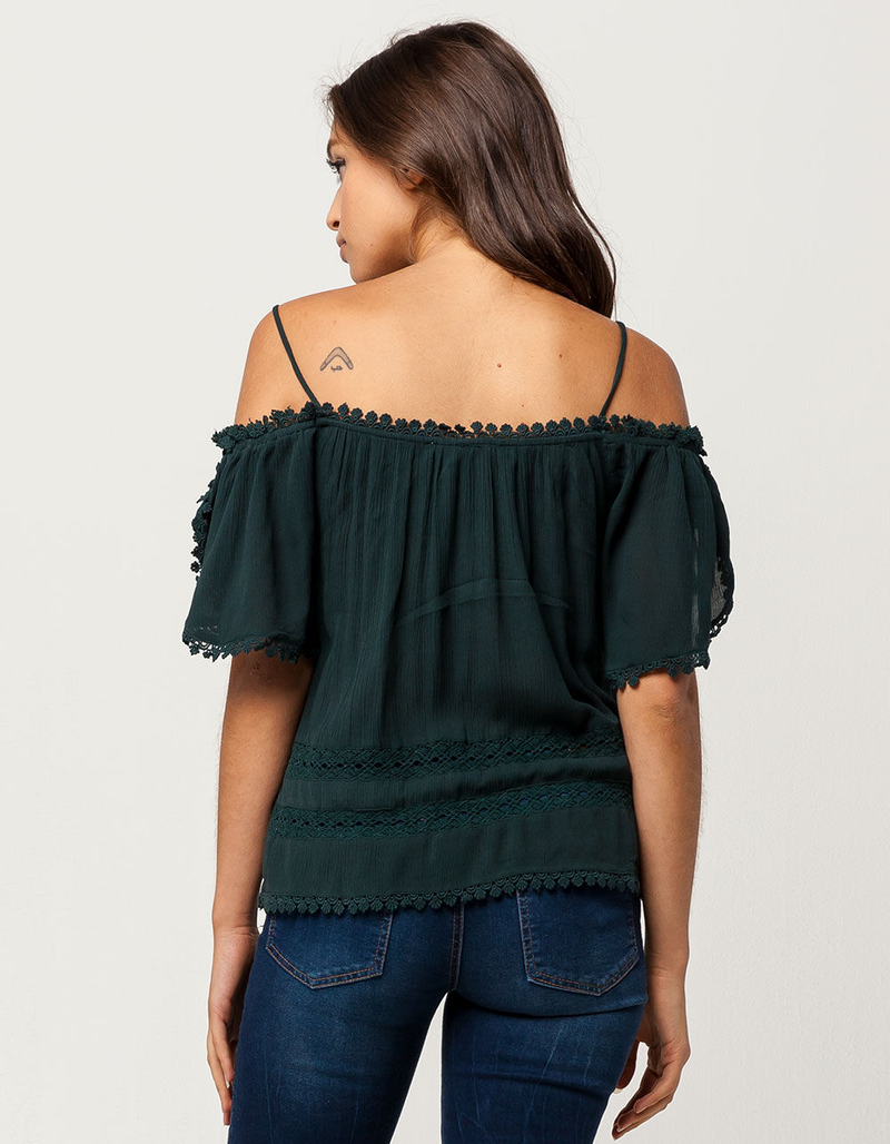 PATRONS OF PEACE Crochet Womens Cold Shoulder Top image number 2