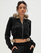 TRUE RELIGION Velour Faux Fur Womens Shrunken Zip-Up Hoodie image number 2
