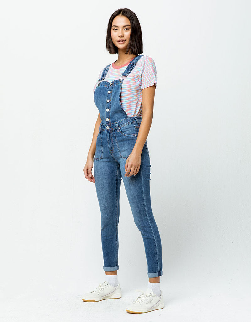 SKY AND SPARROW Button Front Womens Denim Overalls image number 1
