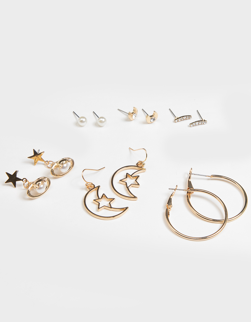 FULL TILT 6 Piece Moon & Star Earrings image number 0