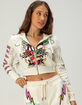 ED HARDY Rhinestone Panther Womens Crop Zip-Up Hoodie image number 1