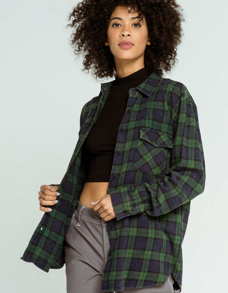 RSQ Tartan Plaid Womens Flannel Shirt image number 0