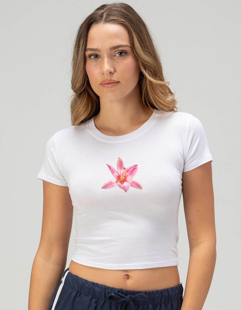 FLOWER Pink Lily Womens Baby Tee image number 0