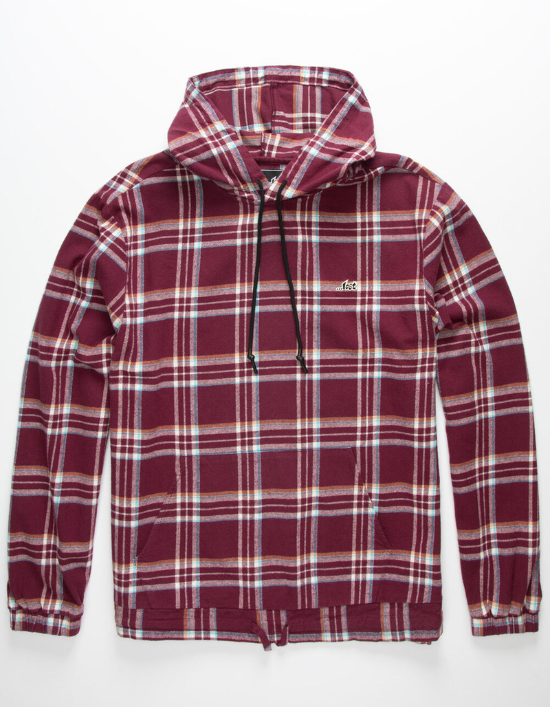 Backside Flannel Hoodie In Denim Blue By Lost