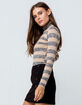 SKY AND SPARROW Stripe Camel Womens Turtleneck Top image number 3