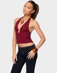 EDIKTED Missie Knitted Plunge Neck Halter Top image number 2
