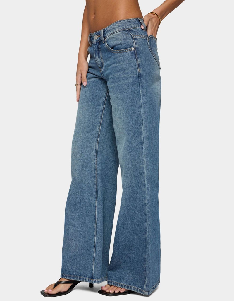 EDIKTED Casta Heart Low Rise Baggy Jeans image number 1