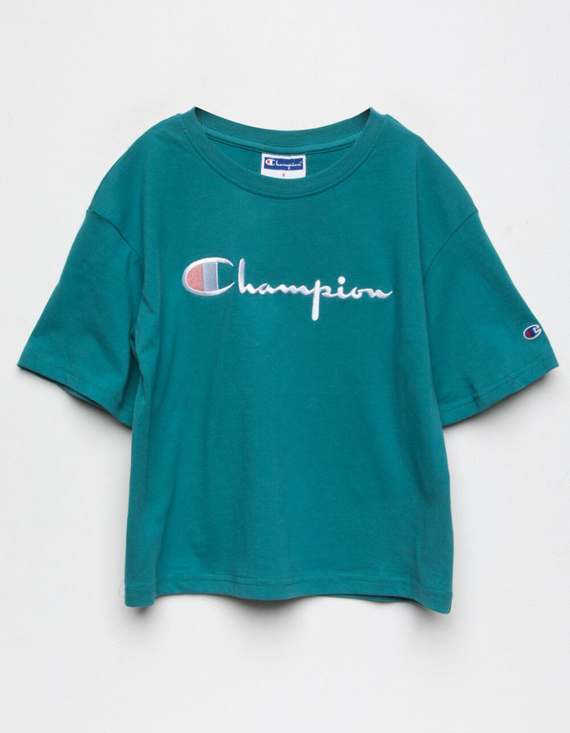 CHAMPION C-Life Boxy Girls Teal Green Tee image number 0
