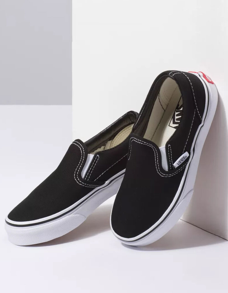VANS Classic Slip-On Black & White Kids Shoes image number 3