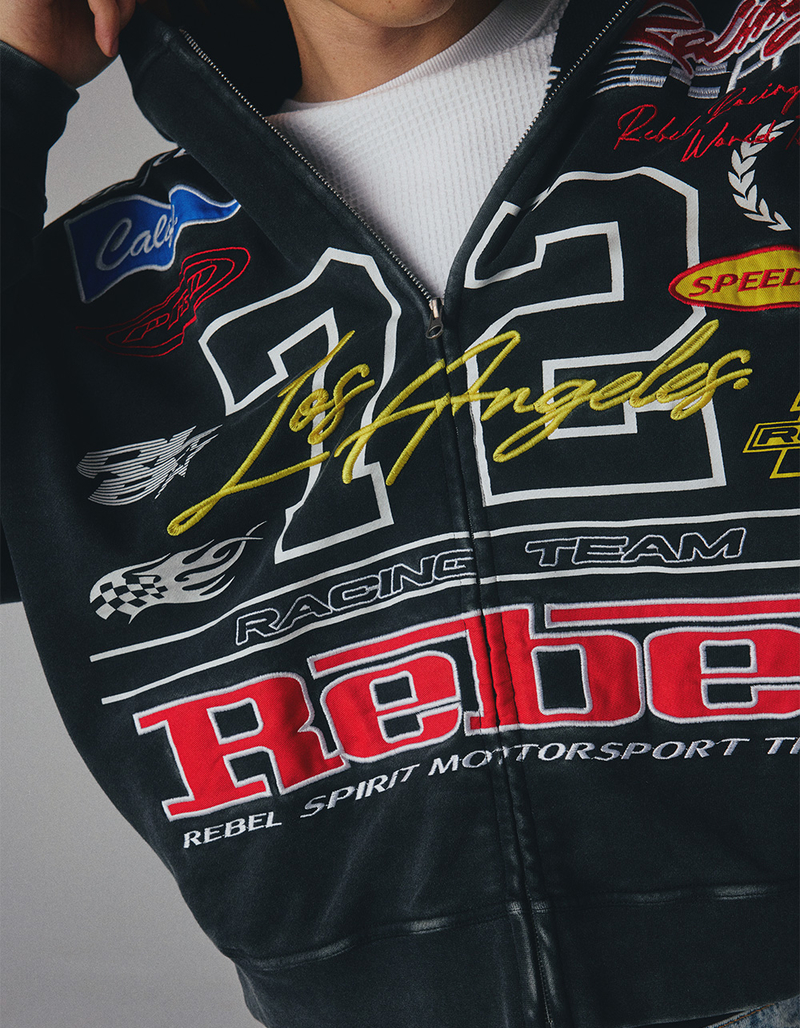 RSQ Mens Moto Oversized Zip-Up Hoodie image number 5