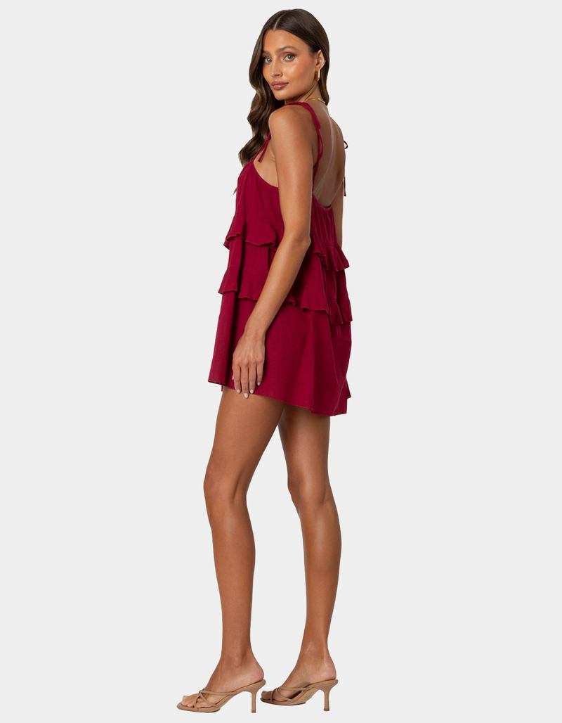 EDIKTED Dorothia Sheer Linen Look Mini Dress image number 3