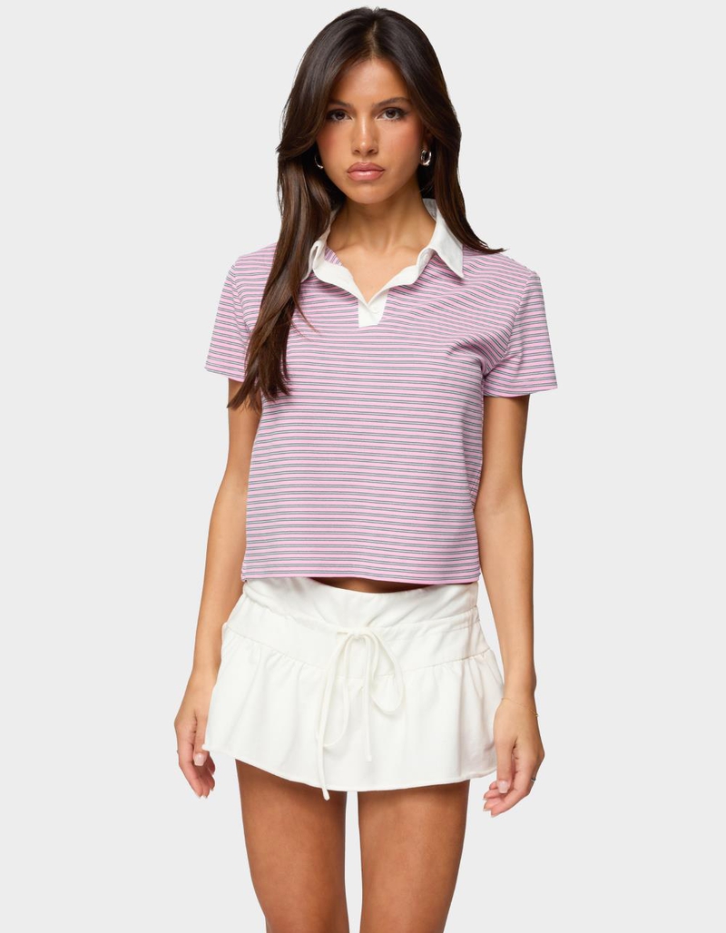 EDIKTED Lennie Striped Polo Top image number 0
