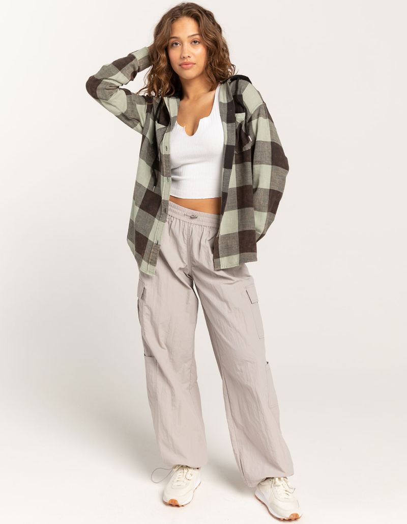 FULL TILT Sage Buffalo Womens Hooded Flannel image number 1