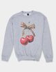 CHERRIES Leopard Bow Unisex Kids Crewneck Sweatshirt image number 1
