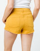 RSQ Venice Mid Rise Mustard Womens Ripped Denim Shorts image number 3