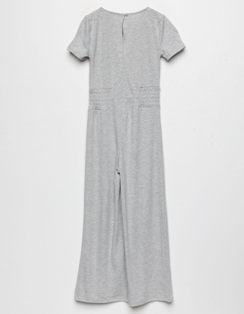 LOVE FIRE Knit Girls Heather Gray Jumpsuit image number 1