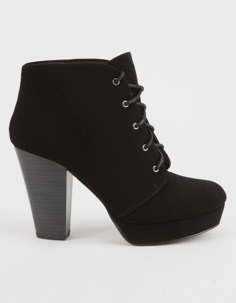 SODA Lace Up Black Womens Heeled Booties image number 1