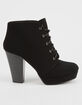 SODA Lace Up Black Womens Heeled Booties image number 2