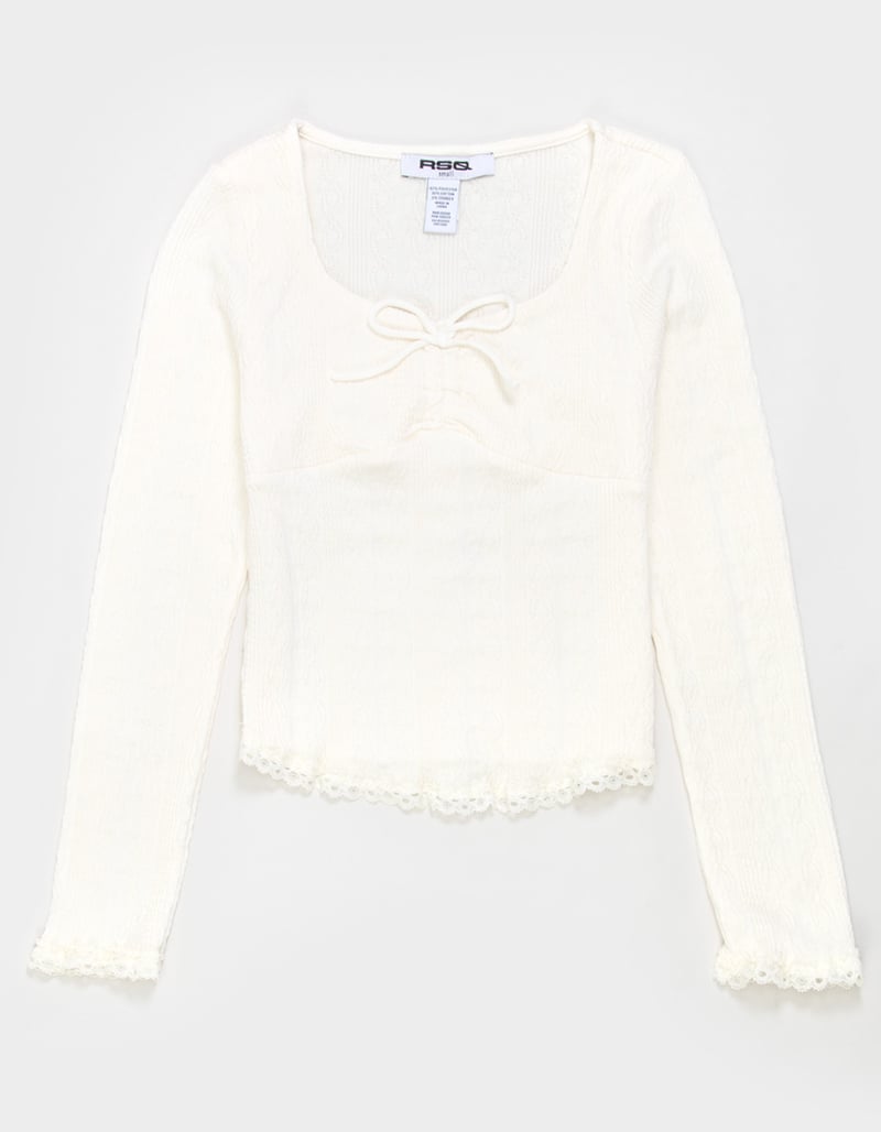 RSQ Girls Texture Cinch Long Sleeve Top image number 0