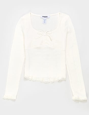RSQ Girls Texture Cinch Long Sleeve Top Primary Image