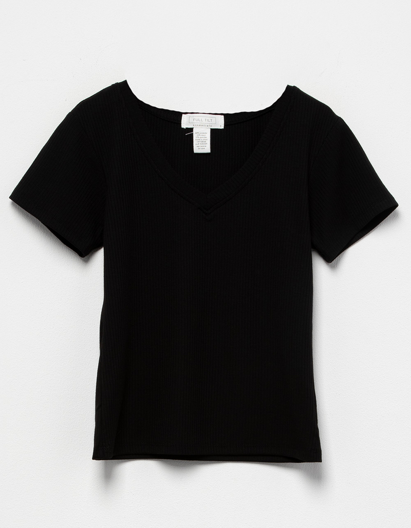 FULL TILT Essentials Girls V Neck Rib Tee image number 0