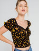 IVY & MAIN Sunflower Crochet Trim Womens Top image number 2